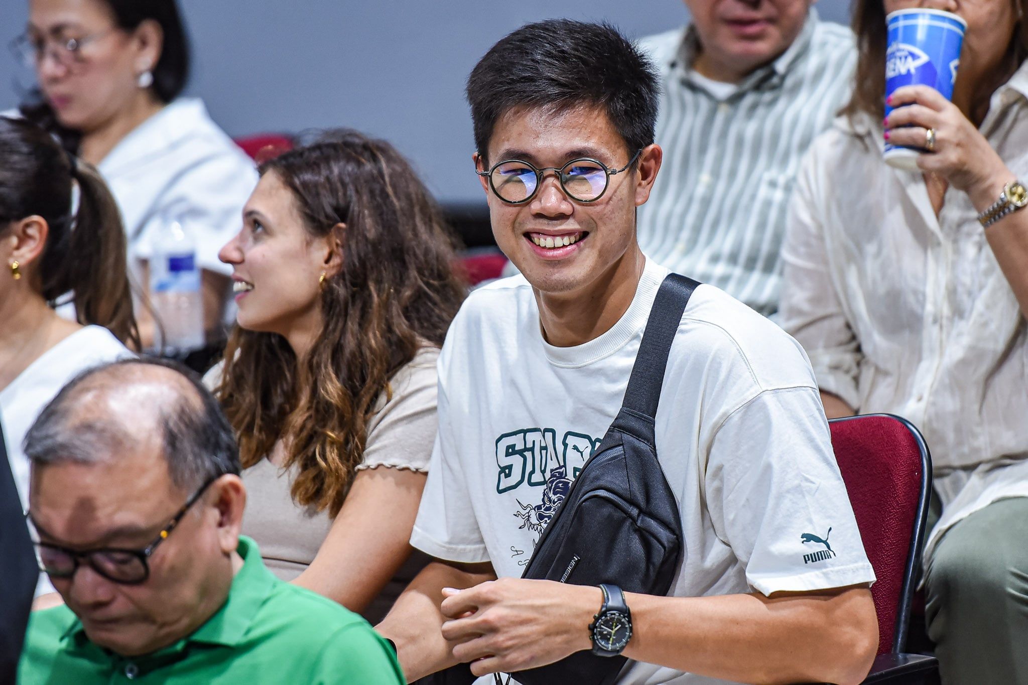 Filipino pole vaulter EJ Obiena watches the game between Ateneo and La Salle in the UAAP Season 87 Men's Basketball Tournament at the Smart Araneta Coliseum on September 15, 2024. UAAP Media/File